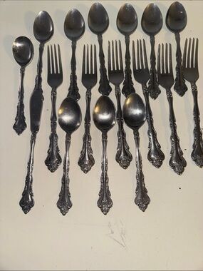 Vintage Custom Craft Japan Stainless Steel “Kings” Pattern 17 pieces